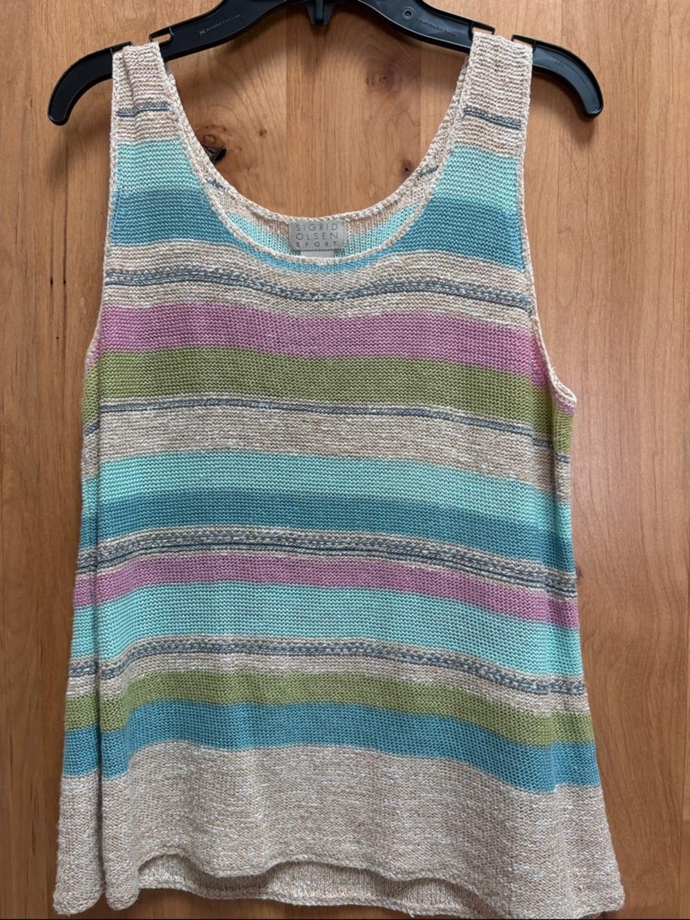 Sigrid Olsen Striped Knit Tank - Aqua, Lavender, Olive, Cream